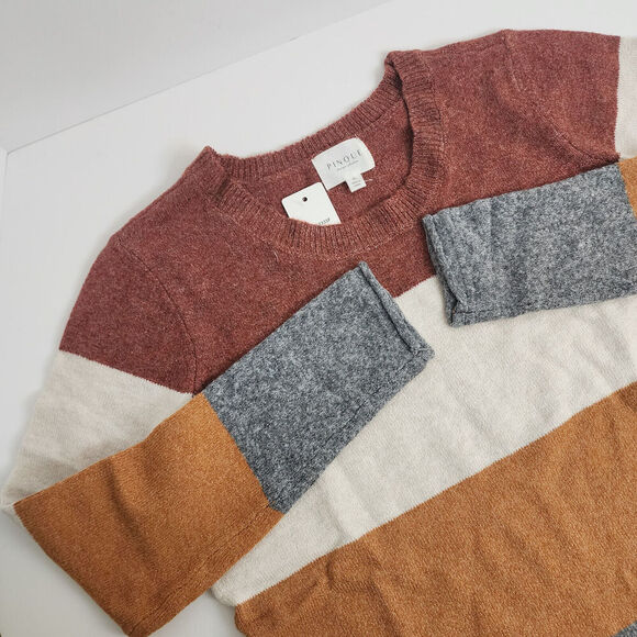 Pinque Colorblock Rolled Cuff Hem Knit Stitch Fix Soft Sweater Women's XL NWT - Picture 1 of 6